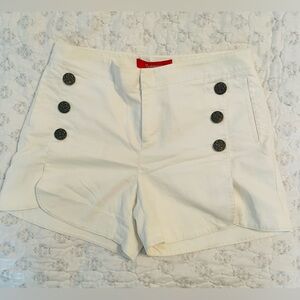 Anthropologie Cartonnier White High-Waist Sailor Button Shorts